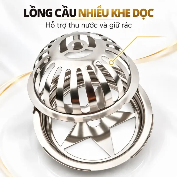 Lồng cầu nhiều khe dọc của cầu chắn rác Eurolife EL-CR02 hỗ trợ thu nước và giữ rác