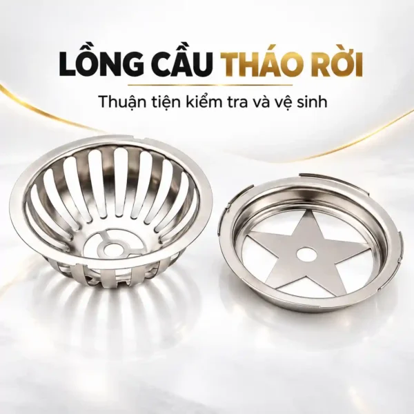 Lồng cầu tháo rời của cầu chắn rác inox 304 phi 90 Eurolife EL-CR02 thuận tiện kiểm tra và vệ sinh