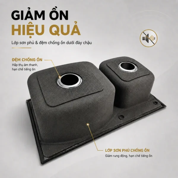 Lớp sơn phủ và đệm giảm ồn dưới đáy chậu Eurolife EL-C8145