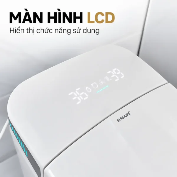Màn hình phía sau Eurolife EL-SM8062D hiển thị các chữ số và biểu tượng trạng thái trên bề mặt màu trắng.