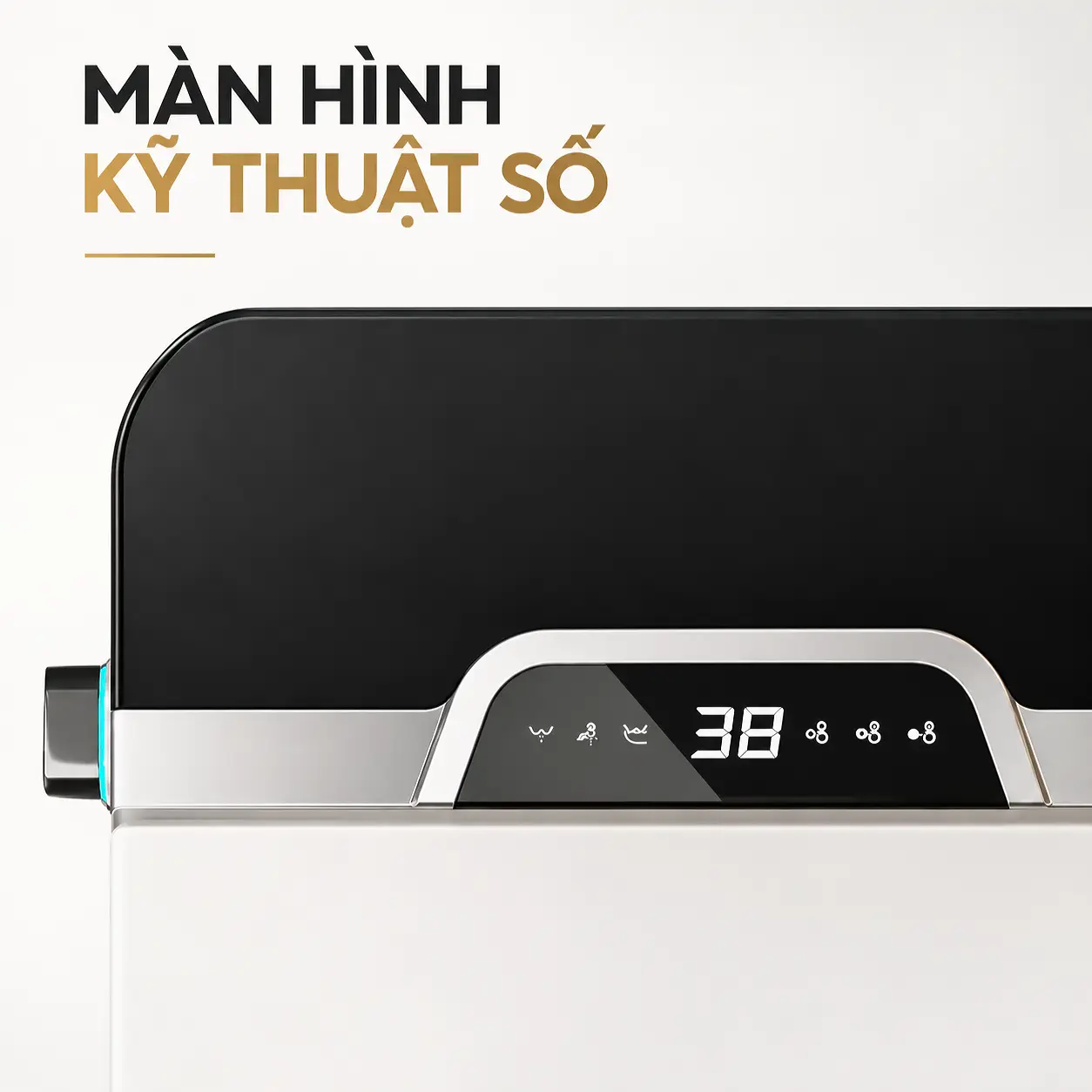 Màn hình kỹ thuật số phía sau nắp bồn cầu Eurolife EL-SM8058D hiển thị số 38 và các biểu tượng.