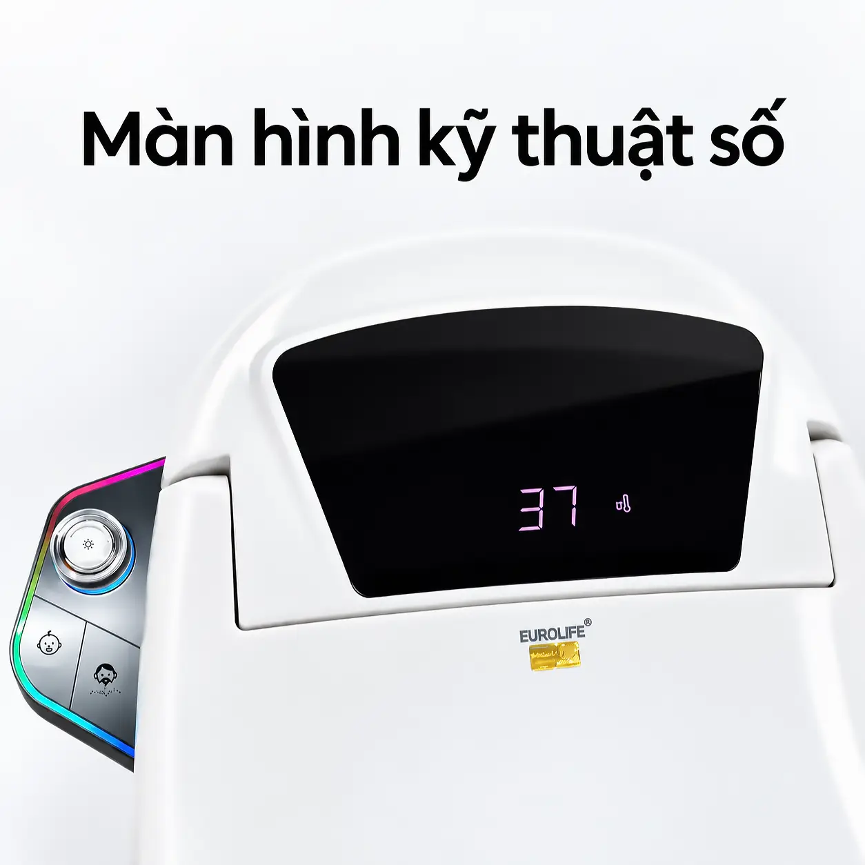 Màn hình kỹ thuật số màu đen trên EL-SM8059B hiển thị số 37, cạnh cụm núm điều khiển bên hông