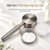 Tay sen Eurolife EL-H119 tháo mặt sen để minh họa lớp lọc cặn bọt biển và vải không dệt bên trong