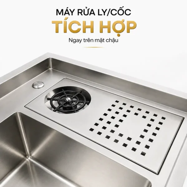 Máy rửa ly cốc tích hợp trên chậu Inox 304 Eurolife EL-LS10050