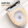 Vòng ghế bồn cầu Eurolife EL-SM8058D nhìn từ trên với đường sáng vàng minh họa chức năng sưởi ấm.