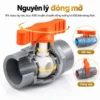 Nguyên lý đóng mở van bi uPVC Eurolife EL-VN với trục ABS và bi ABS