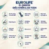 Infographic ghi Eurolife EL-SM8058 với 13 chức năng điều khiển và an toàn, gồm remote, màn hình và xả thủ công.