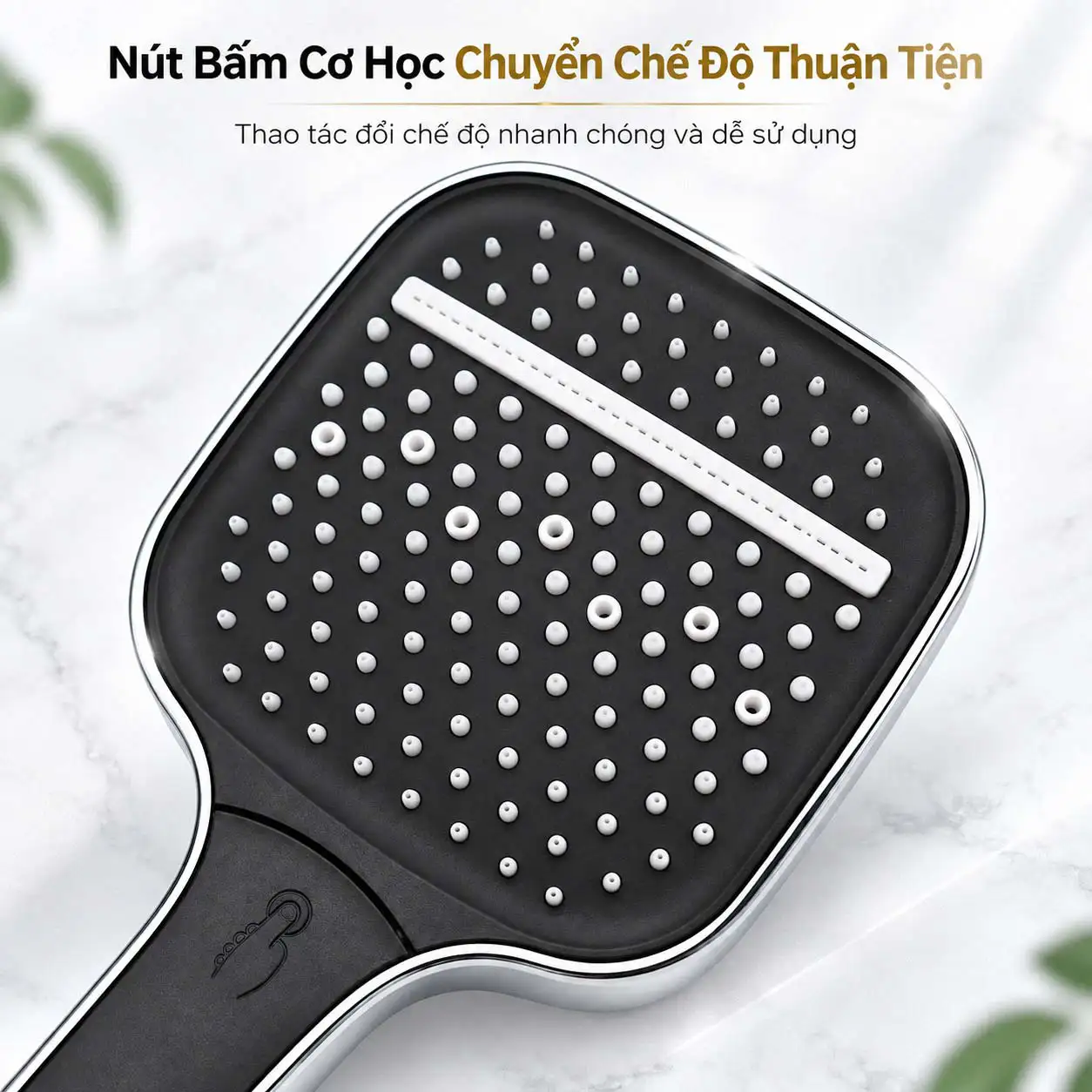 Nút bấm cơ học chuyển 3 chế độ nước trên tay sen Eurolife EL-128SH-T
