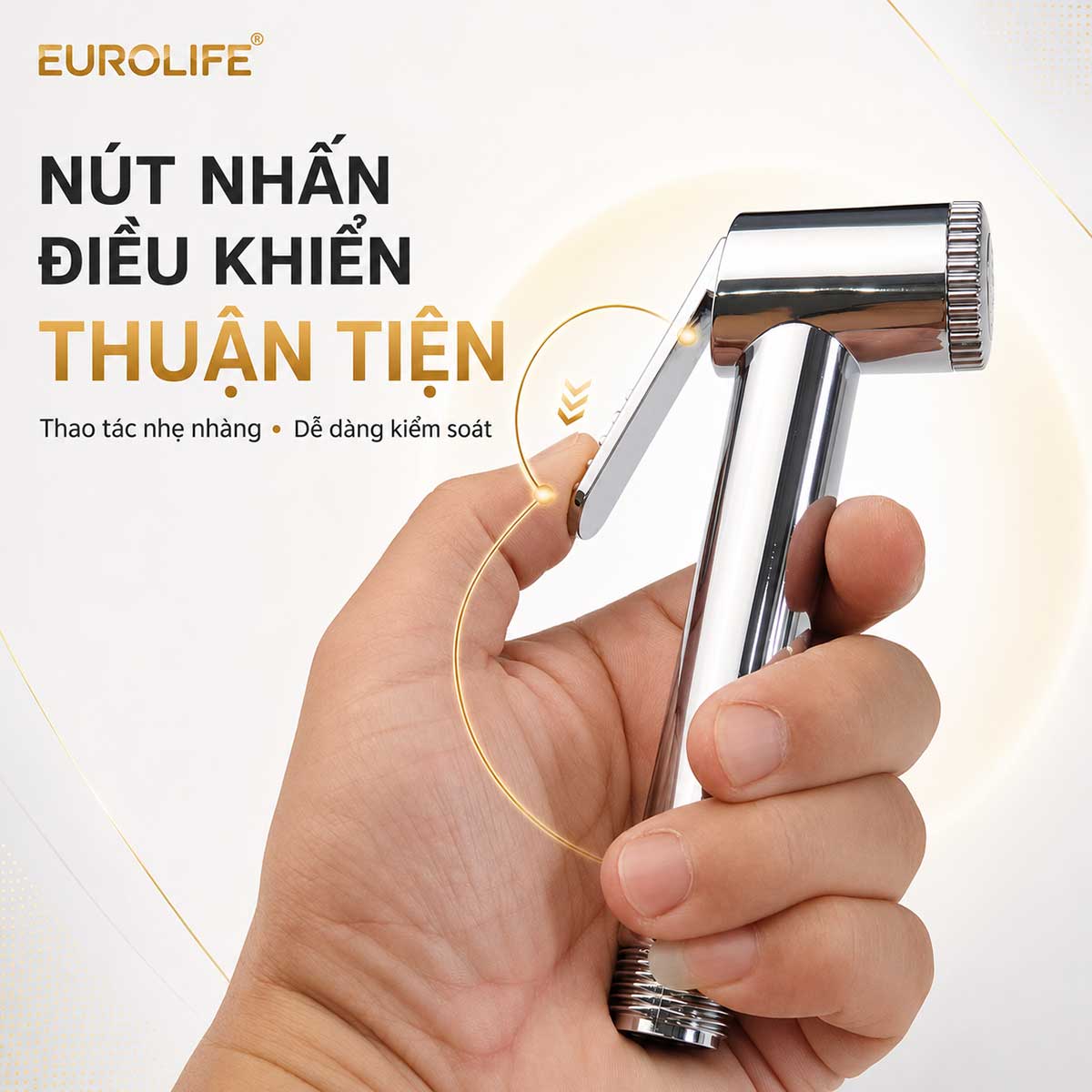 Nút nhấn điều khiển trên tay xịt Eurolife EL-X08, bố trí thuận tiện để thao tác khi cầm.