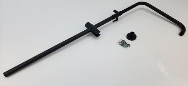 Ống dẫn sen cây Eurolife EL-SC918 màu đen gồm thân ống đứng, ống cong dẫn nước lên bát sen, giá đỡ tay sen và phụ kiện lắp đặt đi kèm.