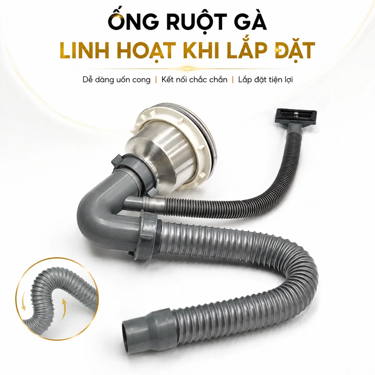 Ống ruột gà bộ xả chậu rửa chén 1 hộc Eurolife EL-BXC04