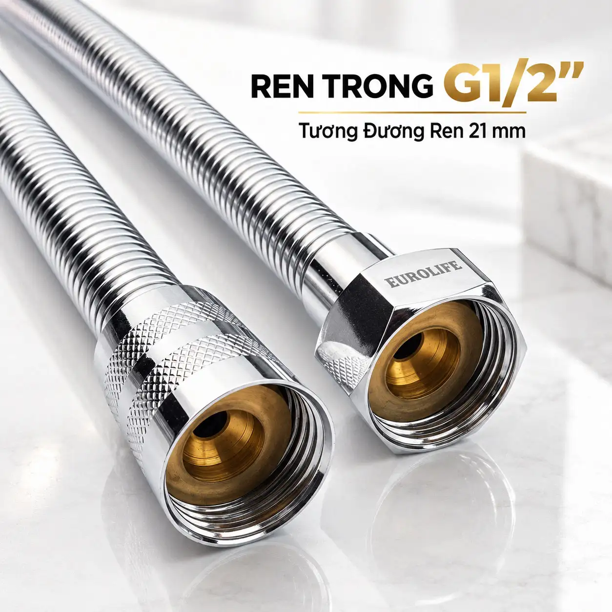 Ren trong G1/2 21 mm hai đầu dây sen Eurolife EL-126SH-T