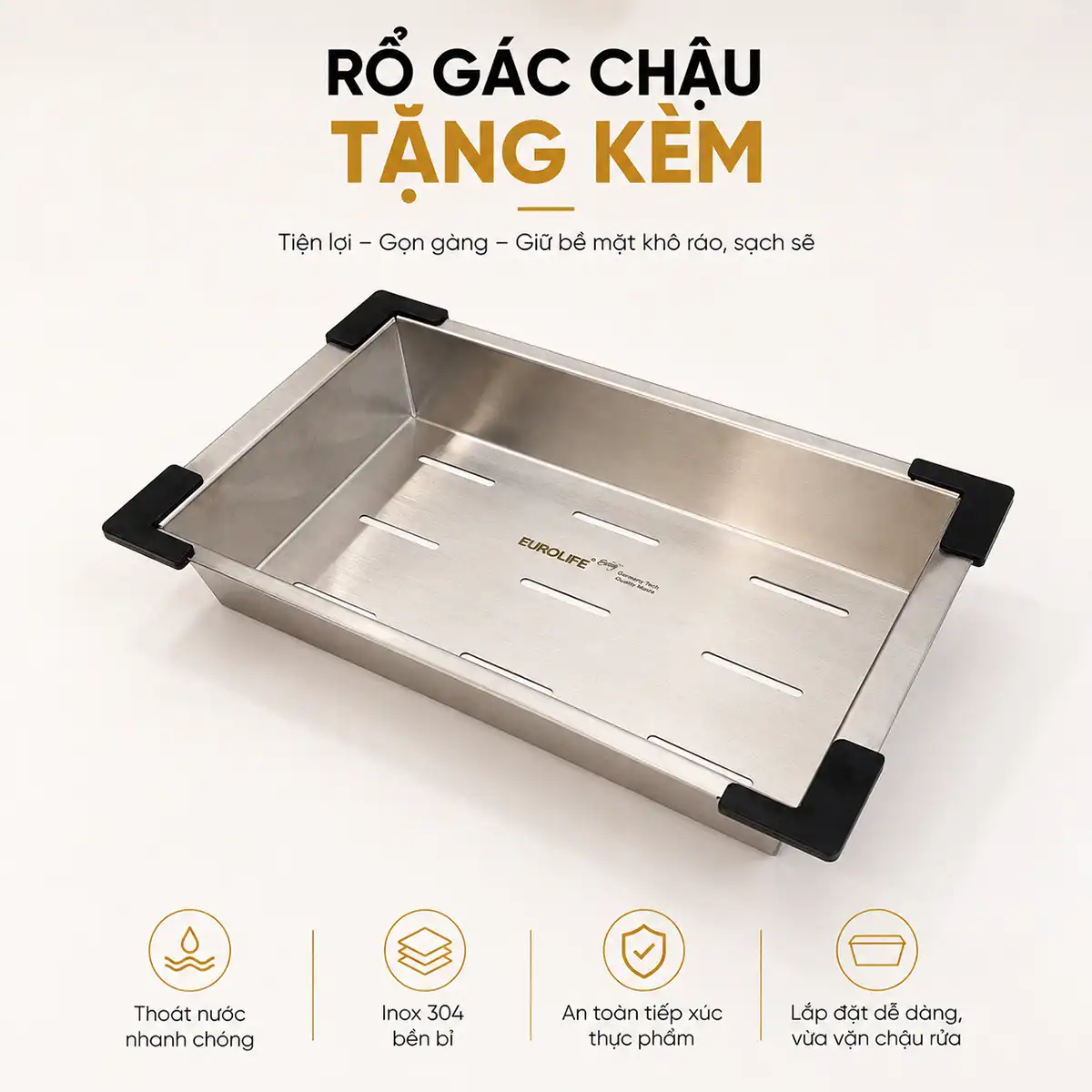 Rổ Inox gác chậu tặng kèm Eurolife EL-LS10050