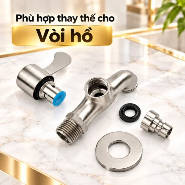 Ruột vòi nước lạnh Ceramic Eurolife minh họa lắp thay thế cho vòi hồ có cấu hình tương thích