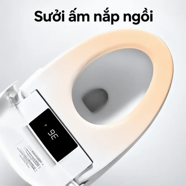 Bệ ngồi EL-SM8059B nhìn từ trên với vùng màu cam minh họa chức năng sưởi ấm