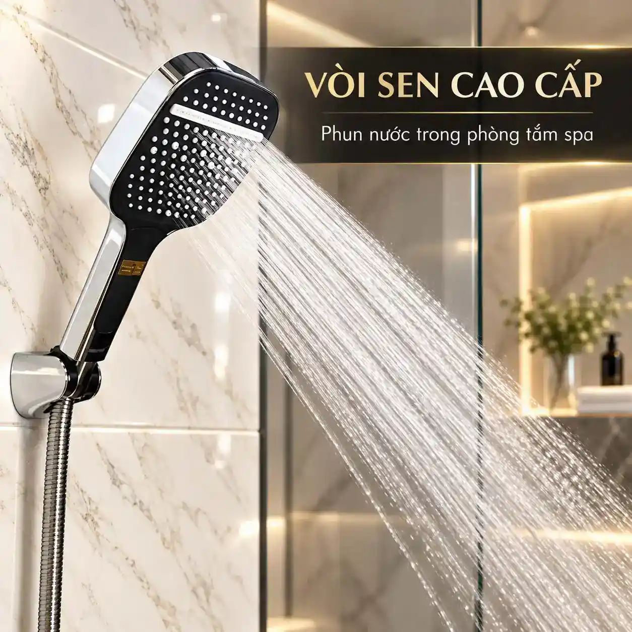 Tay sen 3 chế độ Eurolife EL-128SH-T lắp trên bát gác và phun nước trong không gian phòng tắm