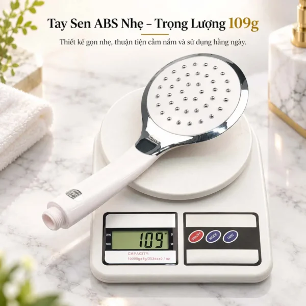 Tay sen ABS Eurolife EL-H117 đặt trên cân điện tử hiển thị trọng lượng 109g