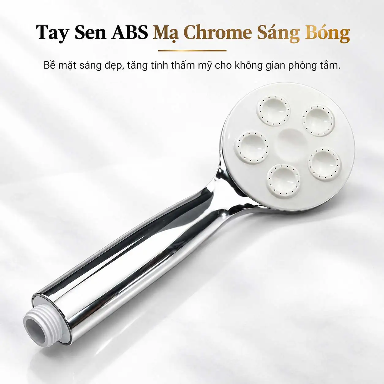 Tay sen Eurolife EL-115SH bằng nhựa ABS mạ Chrome sáng bóng với mặt phun tròn màu trắng