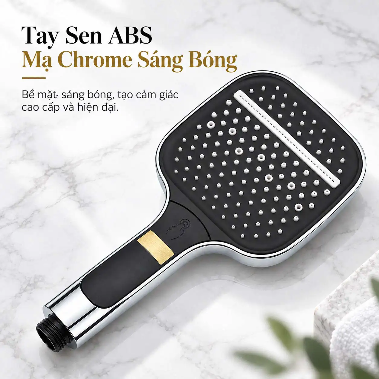 Tay sen Eurolife EL-128SH-T bằng nhựa ABS mạ Chrome sáng bóng với mặt sen vuông màu đen