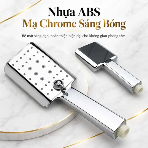 Mặt trước và mặt sau tay sen Eurolife EL-201SH bằng nhựa ABS mạ Chrome sáng bóng