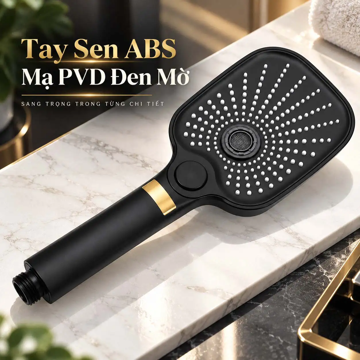 Tay sen ABS Eurolife EL-127SH-D hoàn thiện PVD màu đen mờ với mặt sen 3 chế độ