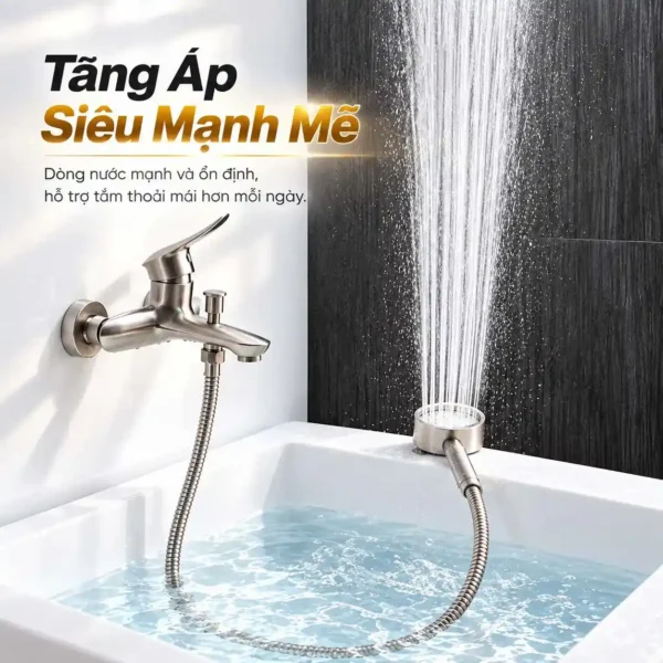 Tay sen Eurolife EL-H119 minh họa dòng Phun thẳng tăng áp mạnh trong phòng tắm