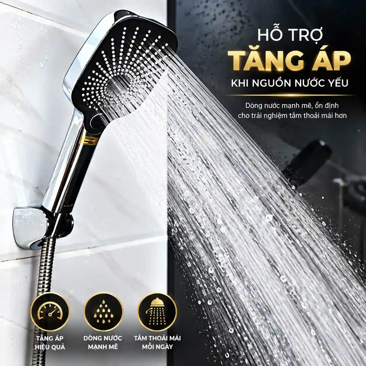 Tay sen Eurolife EL-127SH-T phun nước và hỗ trợ tăng áp khi nguồn nước yếu