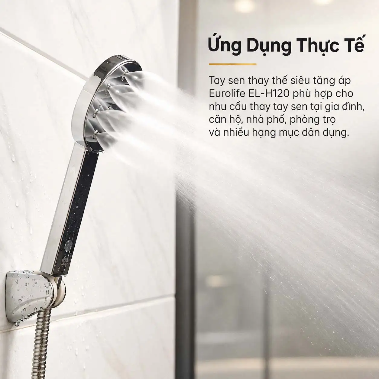 Tay sen thay thế Eurolife EL-H120 sử dụng thực tế trong phòng tắm gia đình