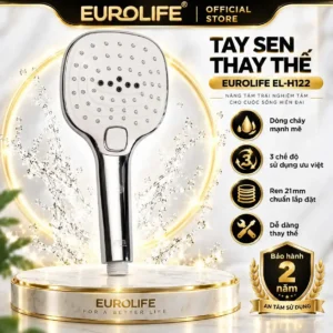 Tay sen thay thế Eurolife EL-H122 3 chế độ, ABS mạ Chrome, chuẩn ren G1/2 21mm và bảo hành 2 năm