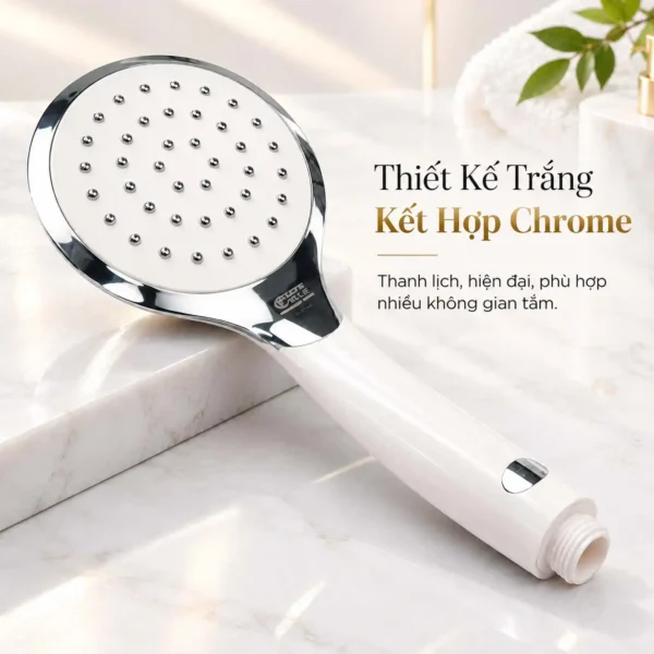 Tay sen Eurolife EL-H117 thân ABS màu trắng kết hợp viền và chi tiết Chrome sáng
