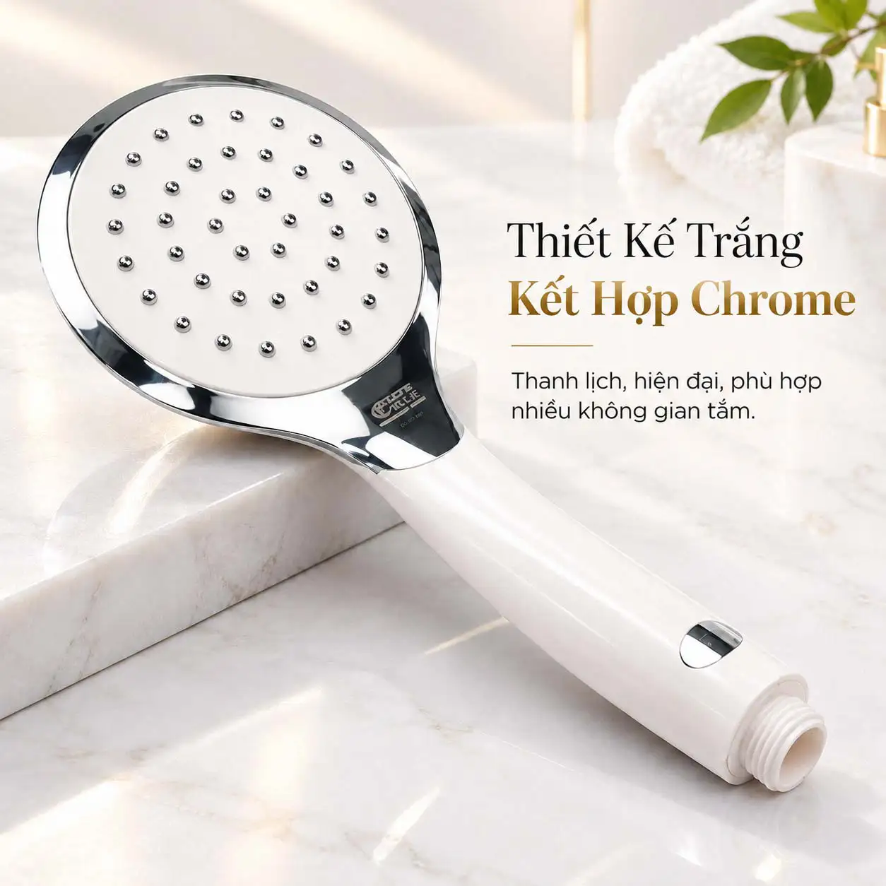 Tay sen Eurolife EL-H117 thân ABS màu trắng kết hợp viền và chi tiết Chrome sáng
