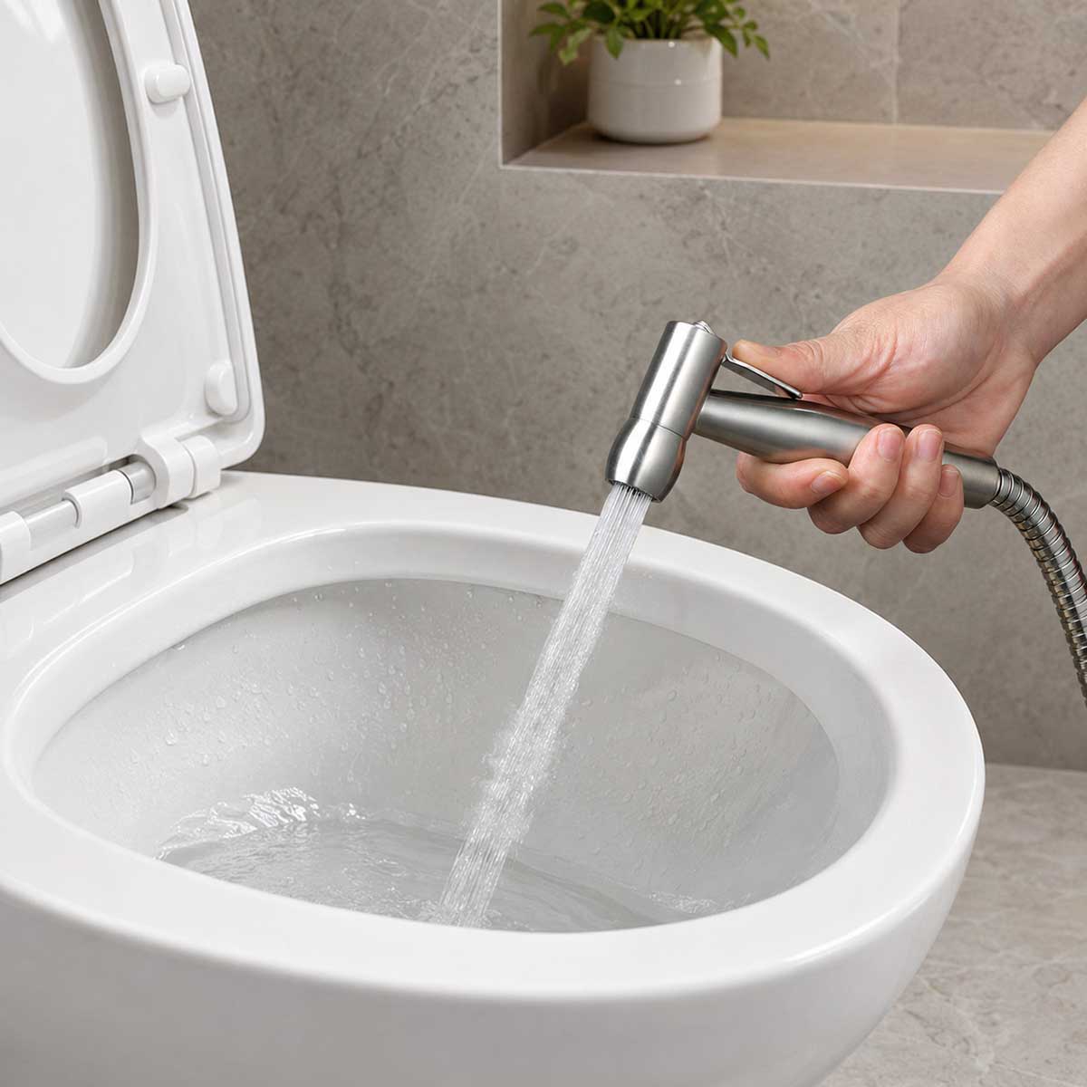 Tay xịt Eurolife EL-H-X05 được sử dụng để xịt rửa bên trong bồn cầu, hỗ trợ vệ sinh nhanh chóng và thuận tiện. 