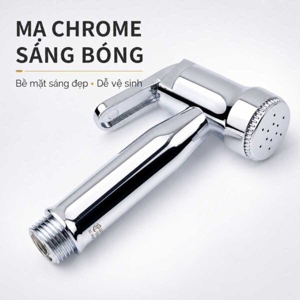 Tay xịt Eurolife EL-X06 có bề mặt mạ Chrome sáng bóng, nhẵn đẹp và thuận tiện lau vệ sinh.