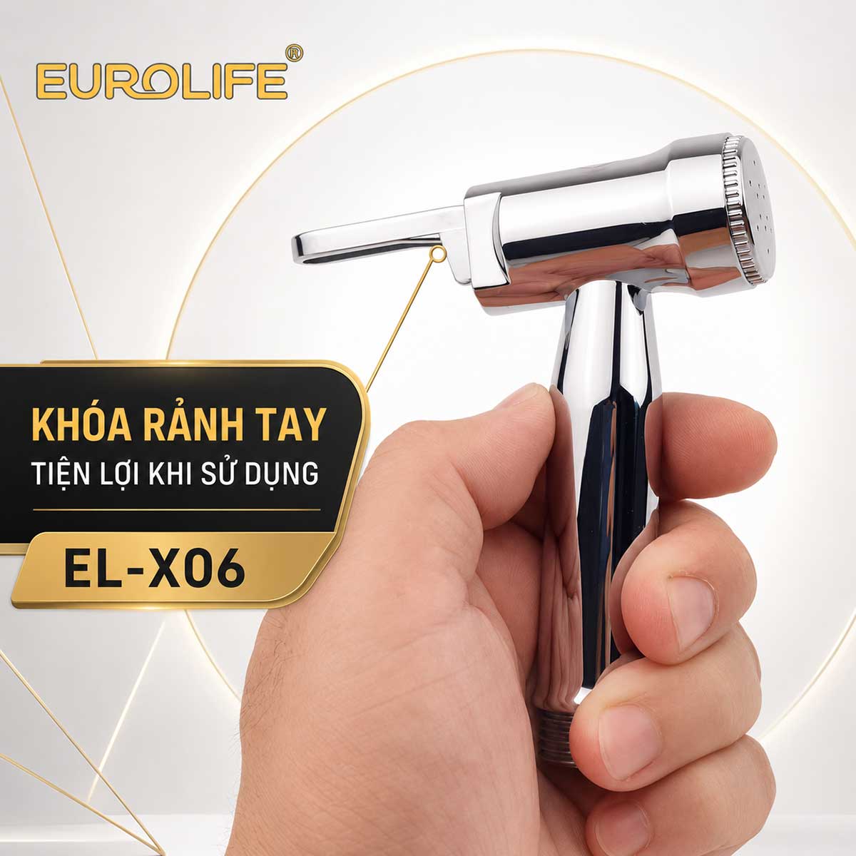 Tay xịt Eurolife EL-X06 tích hợp chốt khóa rảnh tay, hỗ trợ sử dụng thuận tiện bằng một tay.