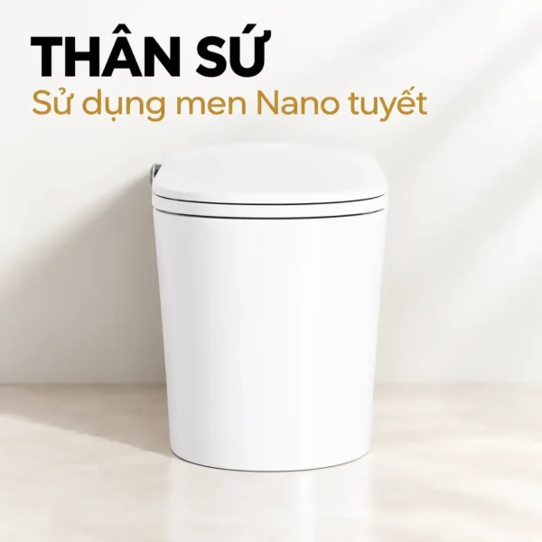 Thân sứ trắng của Eurolife EL-SM8062D nhìn chính diện, minh họa bề mặt men Nano tuyết.