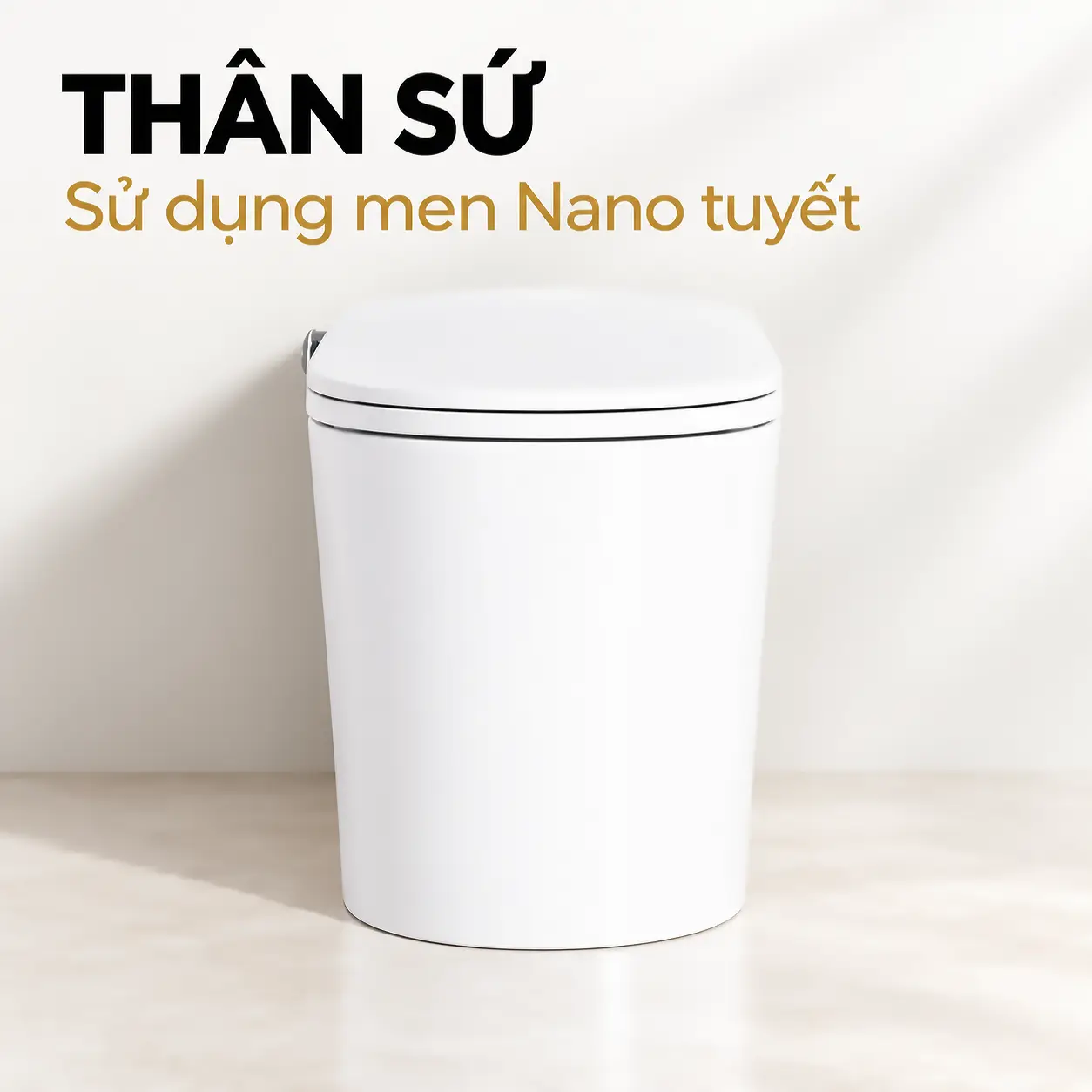 Thân sứ trắng của Eurolife EL-SM8062D nhìn chính diện, minh họa bề mặt men Nano tuyết.