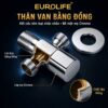 Mặt cắt thân van Eurolife EL-VG02 bằng Đồng H61 kết hợp bề mặt mạ Chrome, tạo kết cấu kim loại chắc chắn và vẻ ngoài sáng đẹp.