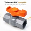 Thân van uPVC dạng đúc Eurolife EL-VX màu xám, hai đầu kết nối socket và tay van màu cam