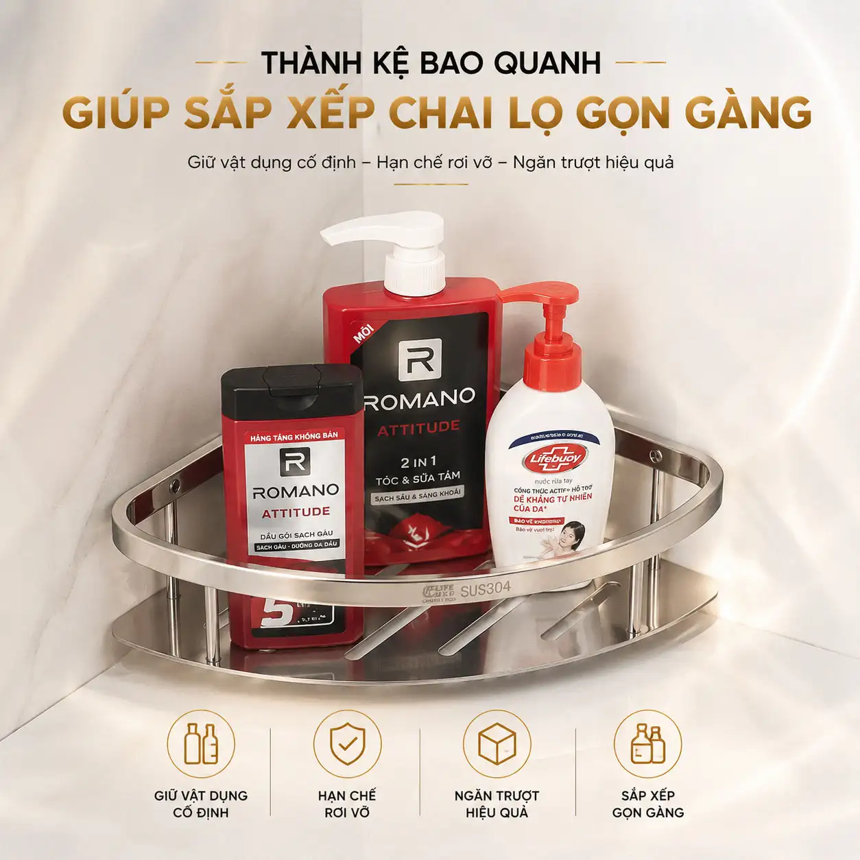 Thành kệ bao quanh Eurolife EL-KG1 sắp xếp chai lọ gọn gàng