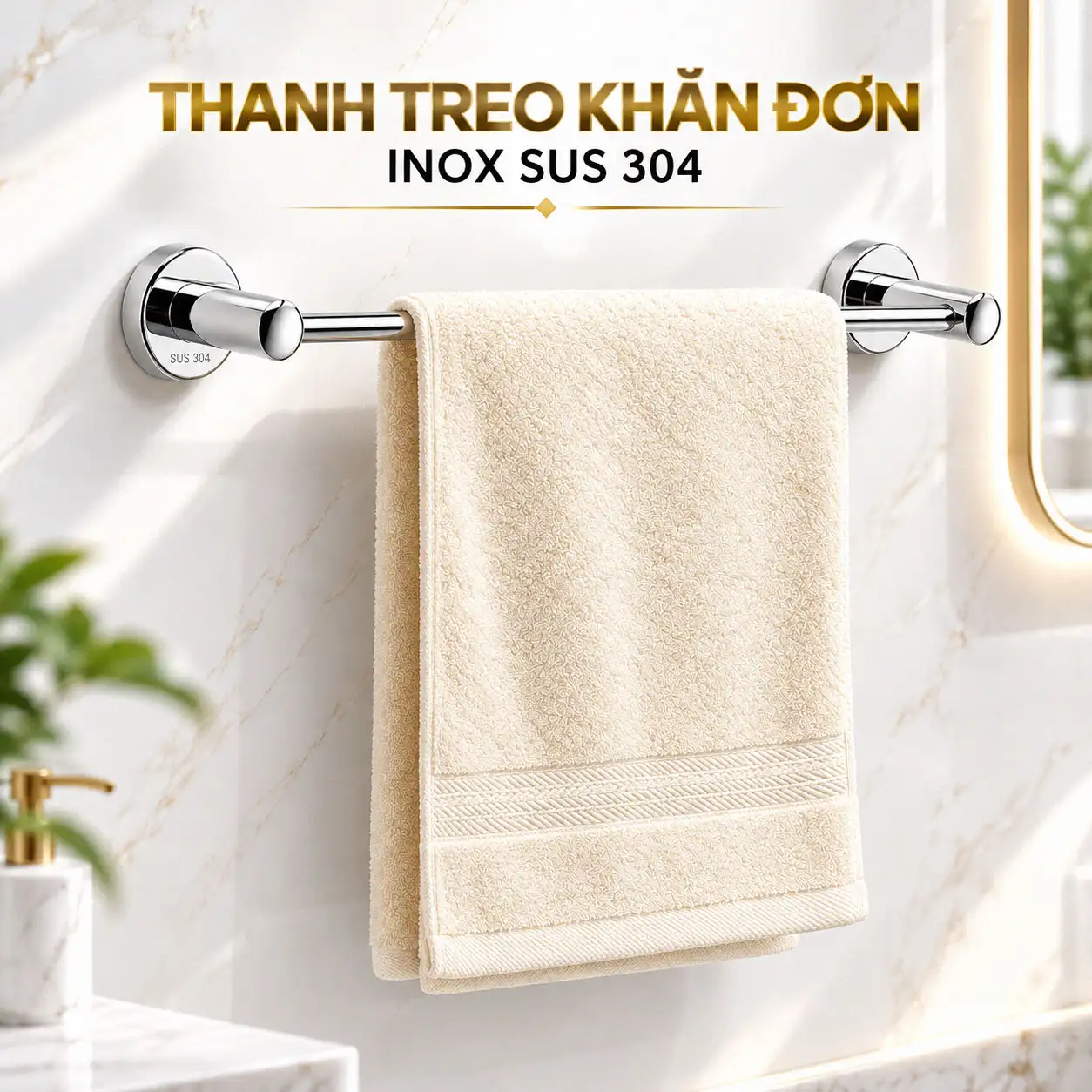 Thanh treo khăn đơn Inox SUS 304 Eurolife EL-P01