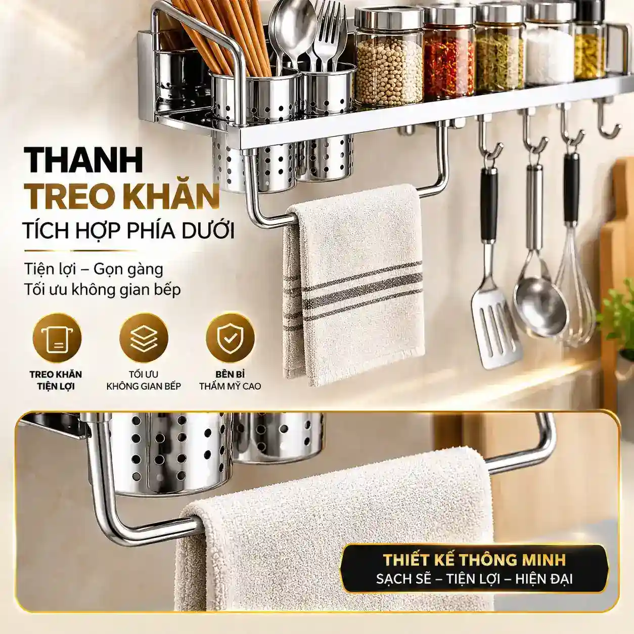 Thanh treo khăn tích hợp trên kệ bếp Eurolife EL-K4