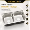 Thiết kế 2 hộc cân chậu rửa chén Eurolife EL-C8