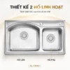 Thiết kế một hố lớn và một hố phụ của chậu Eurolife EL-C8145
