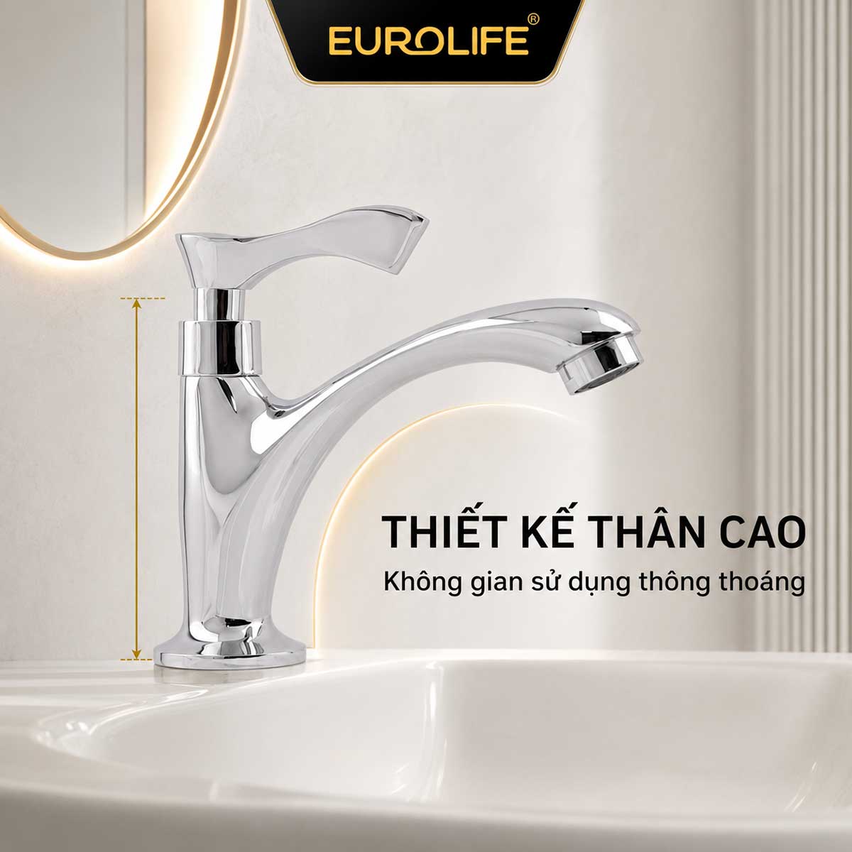 Thiết kế thân cao tạo khoảng sử dụng thoáng của vòi lavabo EL-LL115 