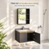 Bộ tủ lavabo Eurolife BLV-IN03 thiết kế treo tường, một cánh tủ mở, có khoang chứa đồ và khoảng trống thông thoáng dưới đáy tủ.