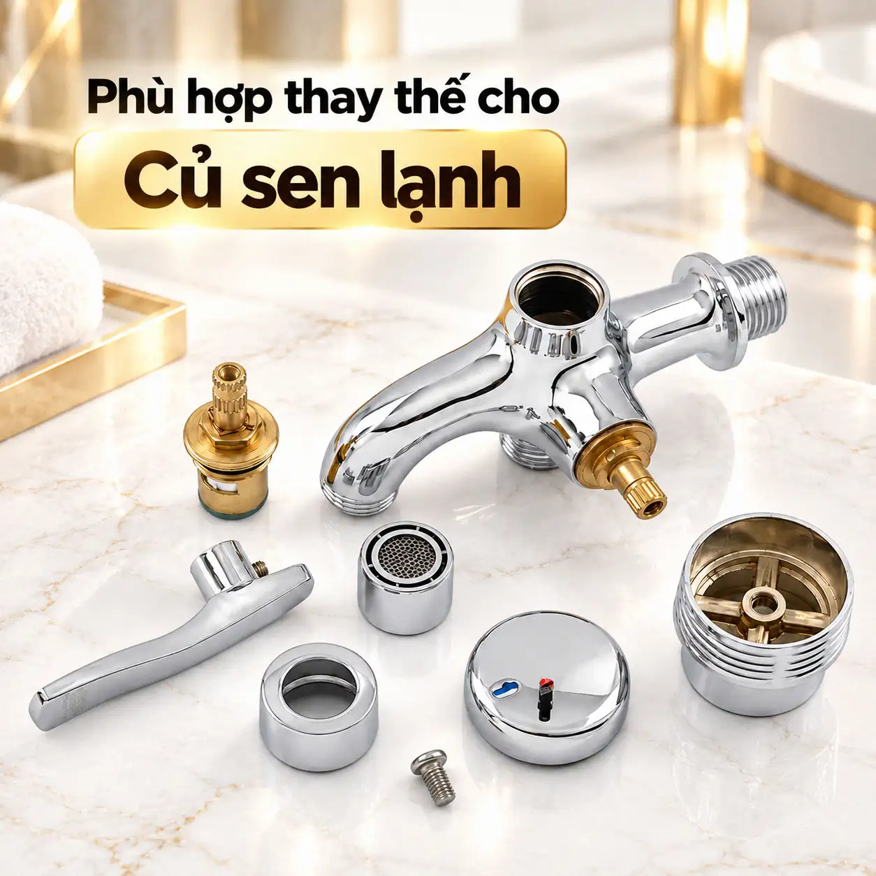 Ti van vòi nước lạnh Eurolife minh họa thay thế trên củ sen lạnh