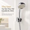 Tổng quan tay sen thay thế Eurolife EL-H112 mạ Chrome được lắp với dây sen trong phòng tắm