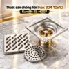 Tổng quan thoát sàn chống hôi Eurolife EL-HG07 với mặt Inox 304, thân thu nước và tấm lọc rác tháo rời