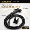 Trọn bộ vòi xịt vệ sinh Eurolife EL-X11-D gồm tay xịt tăng áp, dây xịt 120cm và bát gác đi kèm
