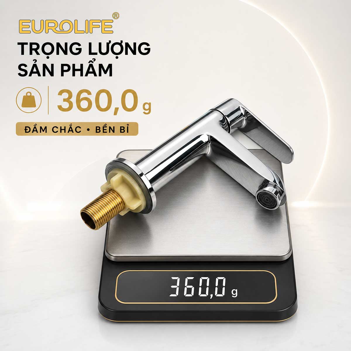 Vòi lavabo Eurolife EL-LL120 trọng lượng 360g chắc chắn và bền bỉ